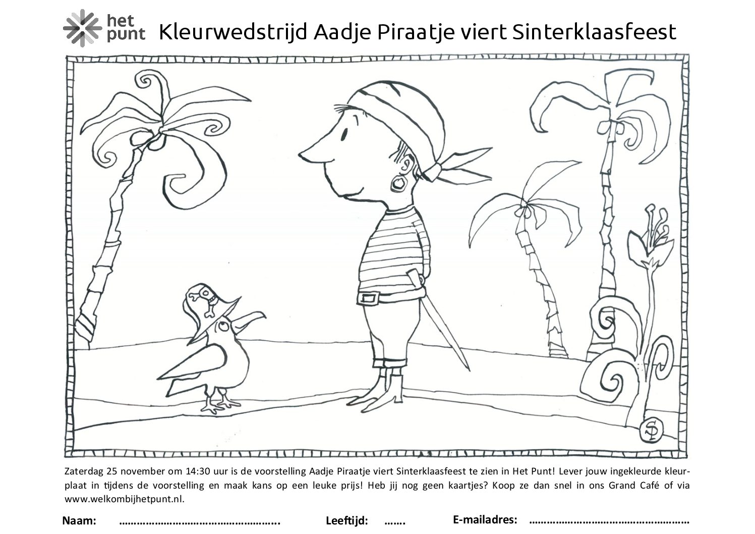 Kleurwedstrijd Aadje Piraatje Het Punt